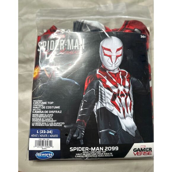 Spiderman 2099 Miles Morales Costume Top White Adult Large 32-34 Marvel Jazwares - Picture 1 of 6